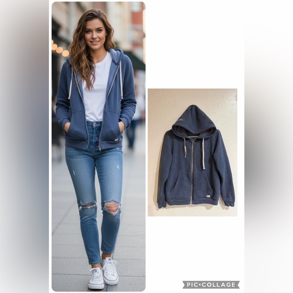 Marine Layer Blue Zip Up Hoodie Sweater size M